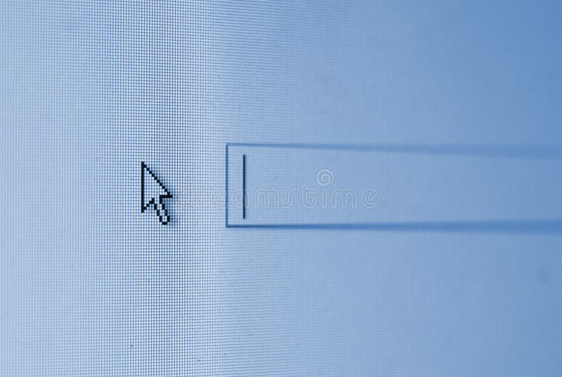 Cursor on a blue screen of search line. Cursor on a blue screen of search line