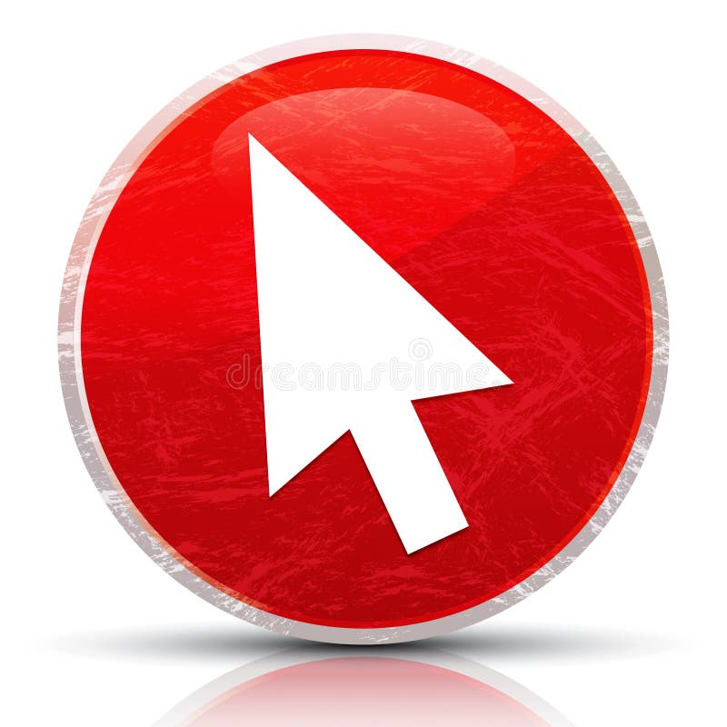 Cursor icon metallic grunge abstract red round button illustration