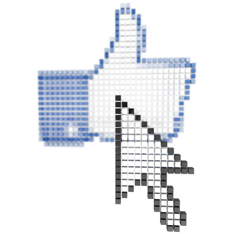 The cursor over an icon thumbs up isolated