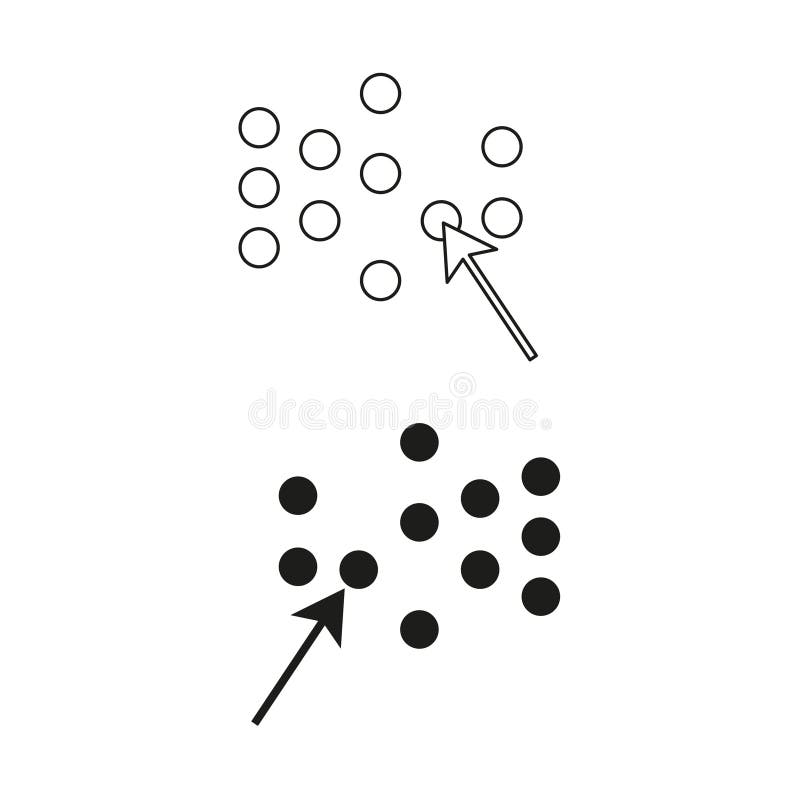 Cursor selection icon. Dotted and solid circles. Arrow pointer graphic. Vector user interface. vector illustration