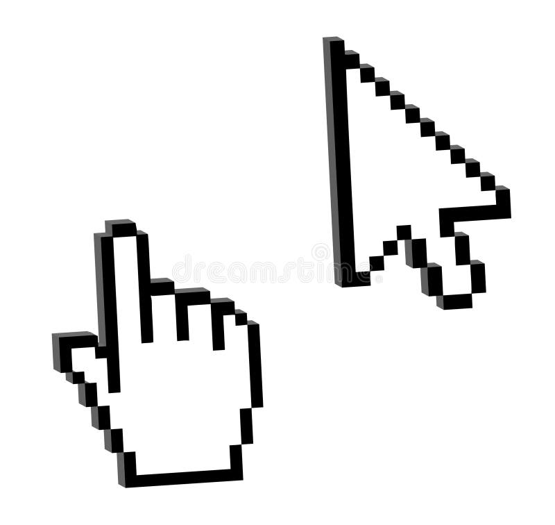 Cursore della mano e del mouse di Pixelated illustrazione vettoriale Cursore della mano e del mouse di Pixelated illustrazione vettoriale