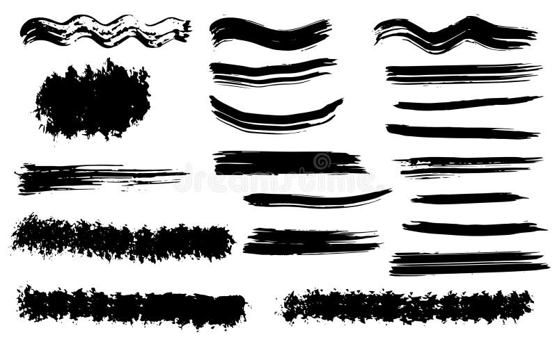 Cursos secos da escova do vetor do Grunge Isolado Grupo tirado mão ilustração royalty free Cursos secos da escova do vetor do Grunge Isolado Grupo tirado mão ilustração royalty free