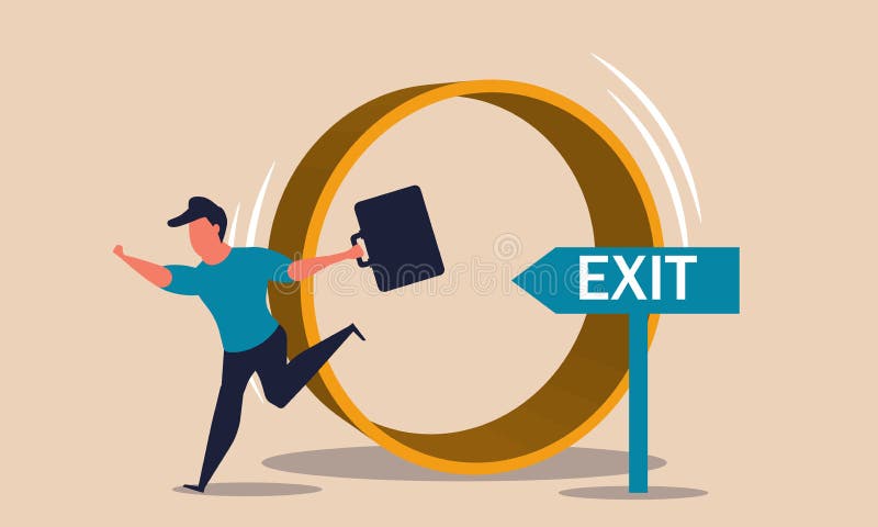Cursă zilnică de deținuți și șobolani. program de lucru în buclă de ieșire și de întrerupere a activității pentru a relaxa concept stock illustration