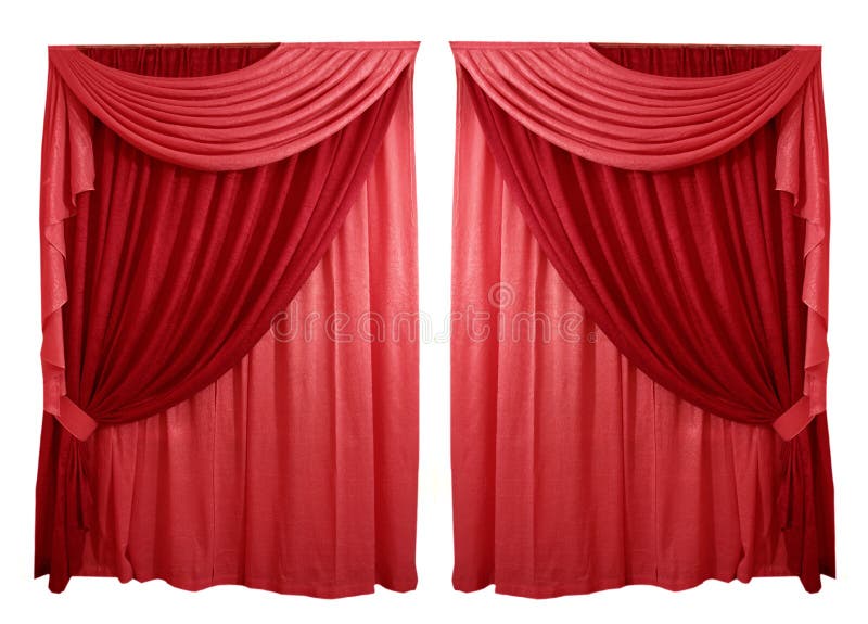 Red Curtain Valance, Isolated Stock Image Image of border, panorama