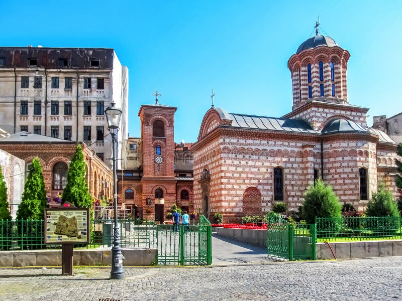 Curtea Veche and Annunciation Church of Saint Anthony in Bucharest, Romania. Old Princely Court is the tourist attraction of the