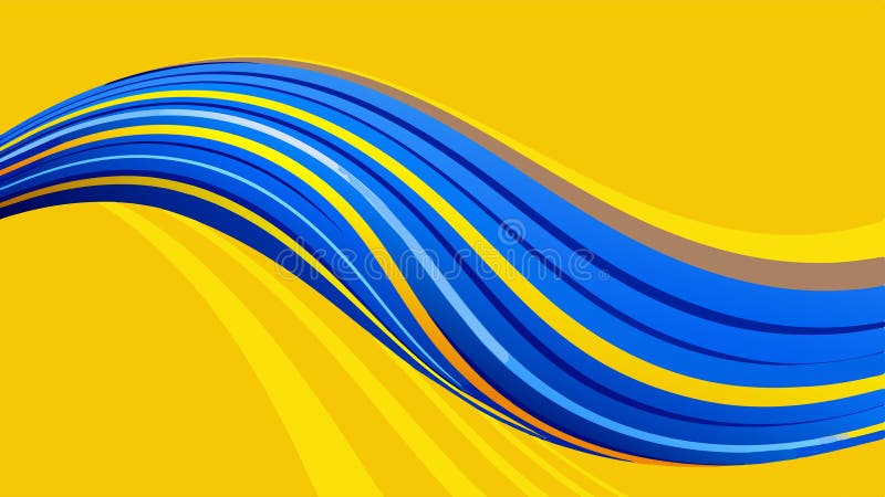 Curva de líneas azules abstractas sobre fondo amarillo. línea plana mínima. banner del sitio web y fondo del folleto. ilustrador v libre illustration
