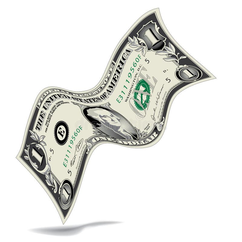 Curvado uma nota de dólar ilustração do vetor Curvado uma nota de dólar ilustração do vetor