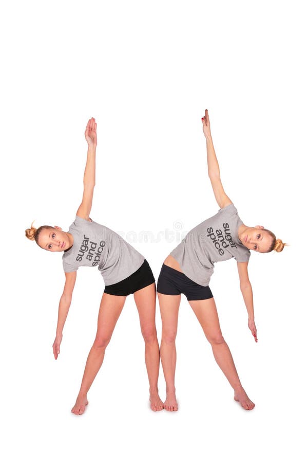 Curvatura gêmea do lado das meninas do esporte imagens de stock Curvatura gêmea do lado das meninas do esporte imagens de stock