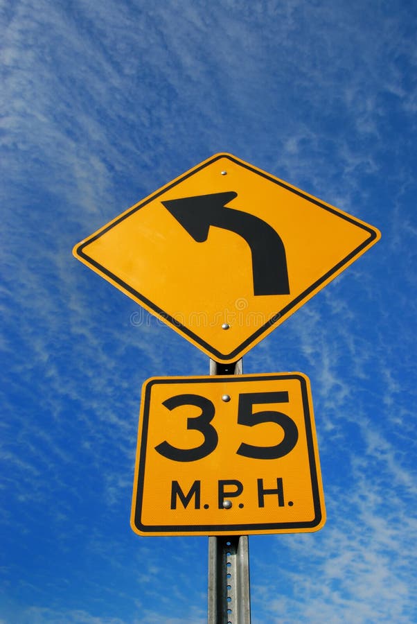 Curve Ahead Road Sign stock photo. Image of isolated, object 2663632