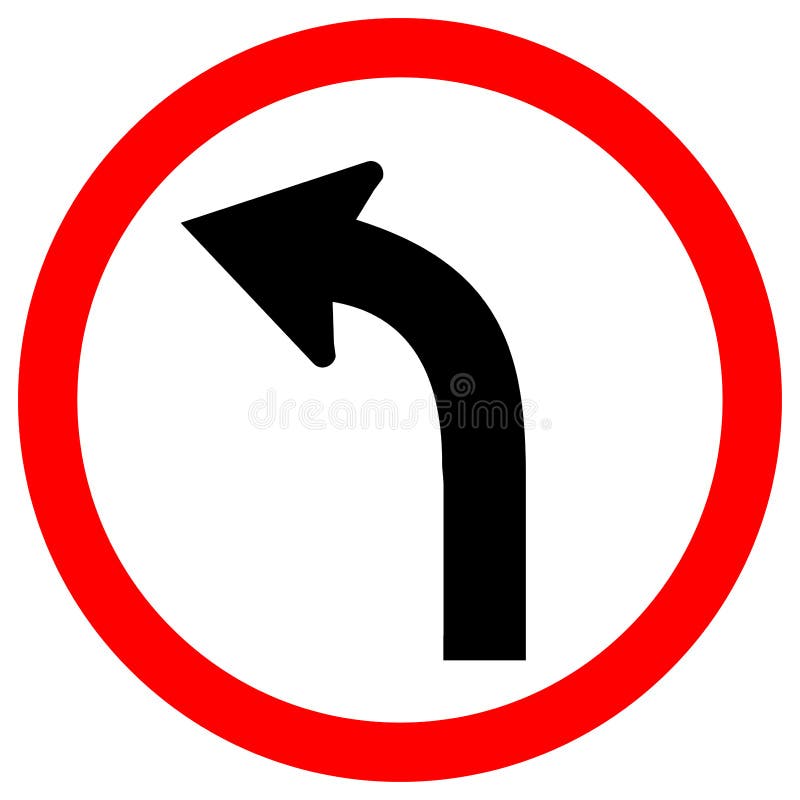 Curve Left  Traffic Road Sign Isolate On White Background,Vector Illustration EPS.10
