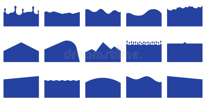 Curve Lines, Drops, Wave Collection of Abstract Design Element for Bottom Page Web Site. Template of Modern Dividers stock illustration