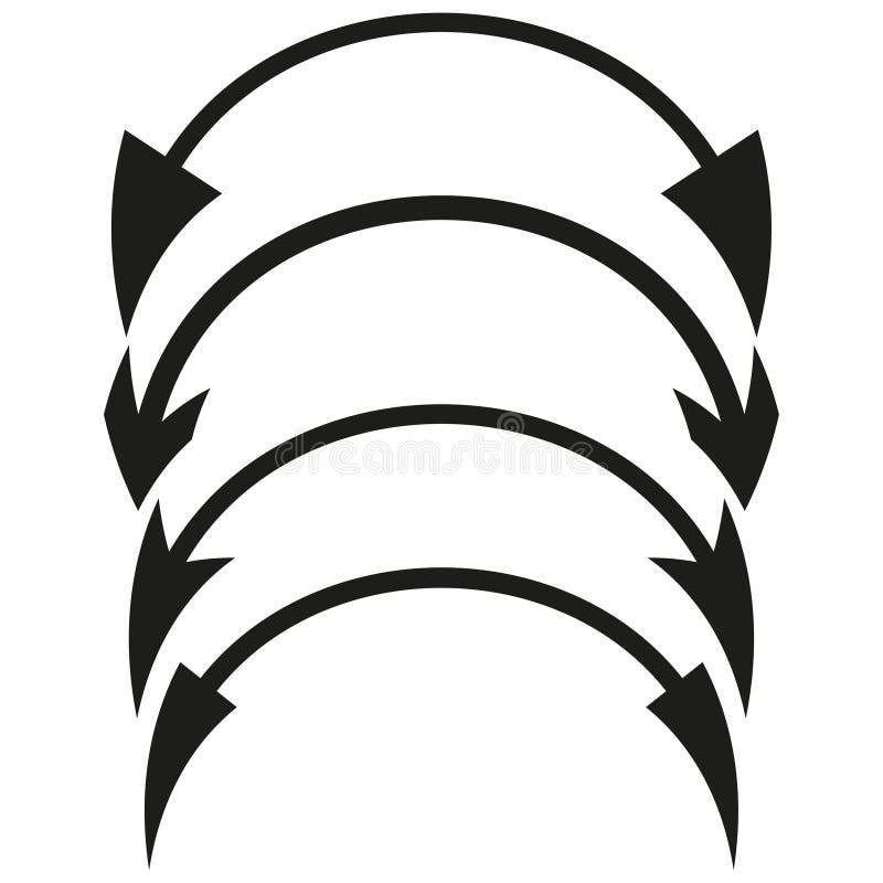 Curved arrow icon. Circular direction shape. Abstract vector pointer. Bold motion symbol. royalty free illustration