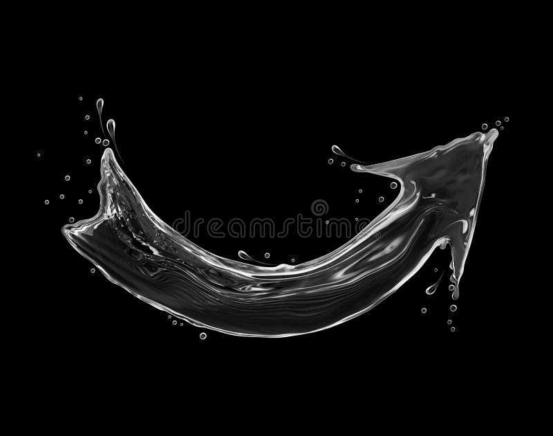 Curved arrow made of water on black background