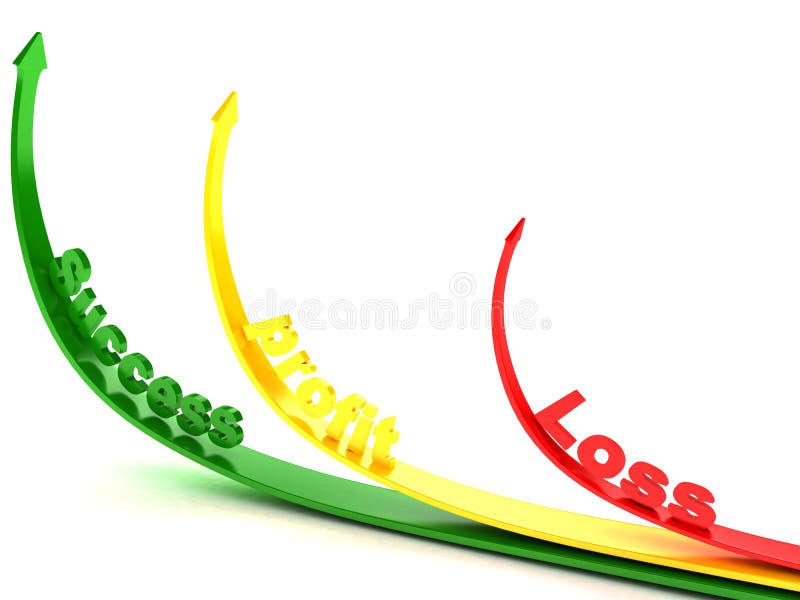 Curved arrows showing profit loss and success vector illustration