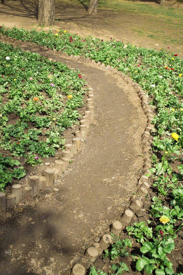 Curved dirt trail stock images