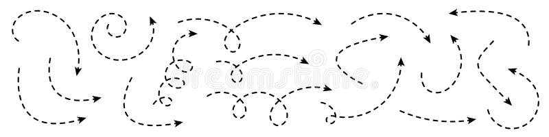 Curved dotted arrow. Zigzag arrow stripes design with dotted lines. royalty free illustration