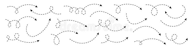 Curved dotted arrow. Zigzag arrow stripes design with dotted lines. vector illustration