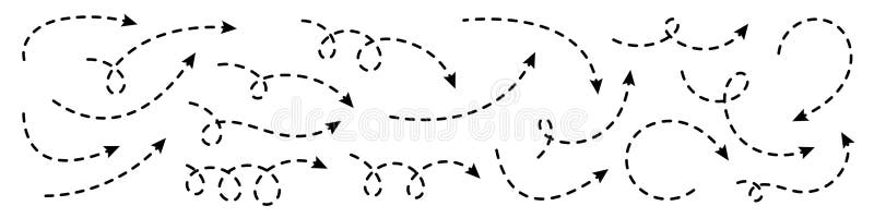 Curved dotted arrow. Zigzag arrow stripes design with dotted lines. vector illustration