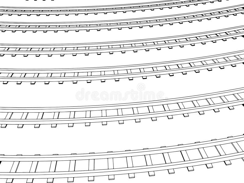 Endless train track. Perspective view of straight Train track. Sketch  Outlines. Stock Vector | Adobe Stock
