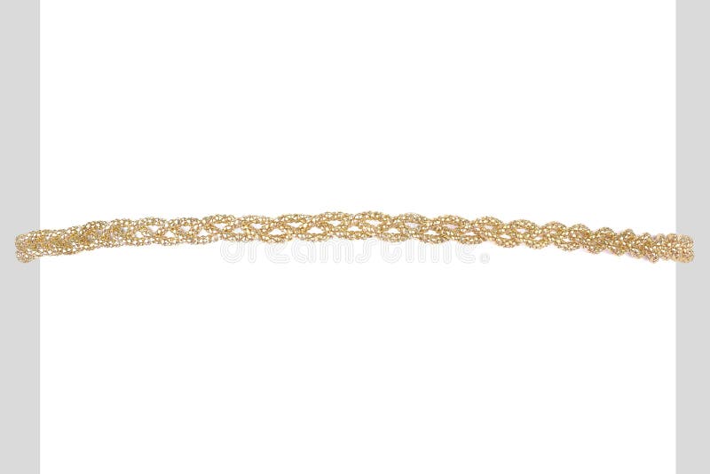 Curved golden metallic headband made of multiple weaved golden fibers, on a white cylinder, fashion item isolated on white stock photos Curved golden metallic headband made of multiple weaved golden fibers, on a white cylinder, fashion item isolated on white stock photos
