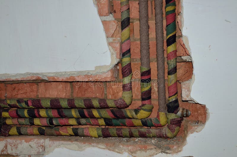 Curved pipe in the wall stock image. Image of industry 44326177