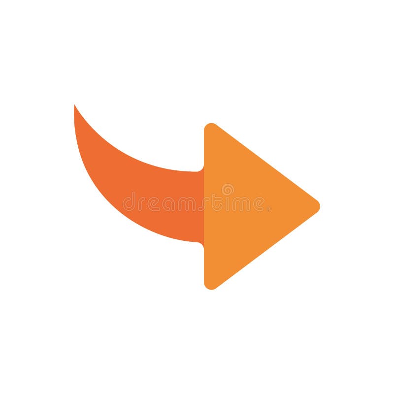 Curved right arrow flat style icon vector design