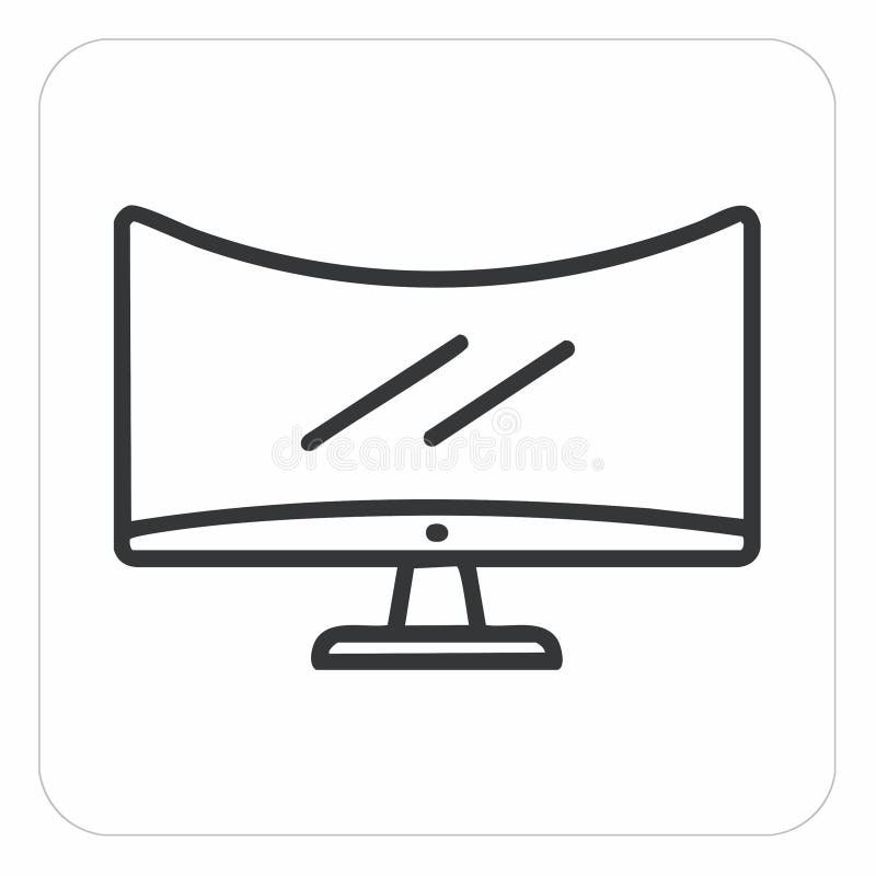 Curved Screen Monitor Vector Line Icon vector illustration