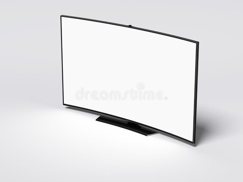 Curved Tv Screen With Blank Display 3d Rendering Stock Illustration