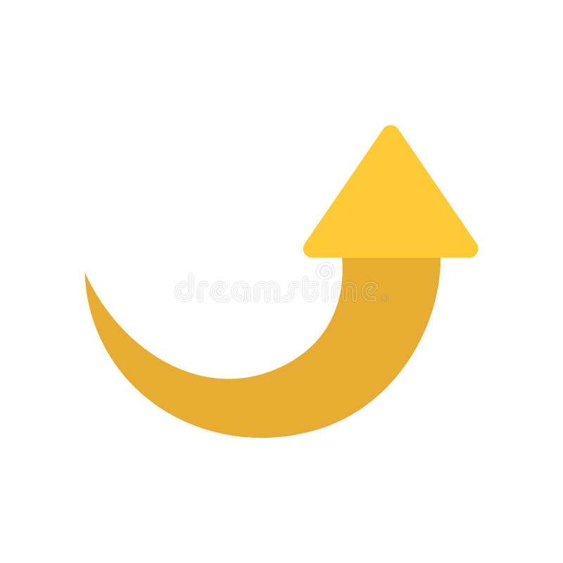 Curved up arrow flat style icon vector design