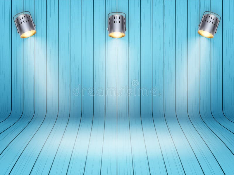 Curved Wooden Background with Spotlights Stock Vector Illustration of