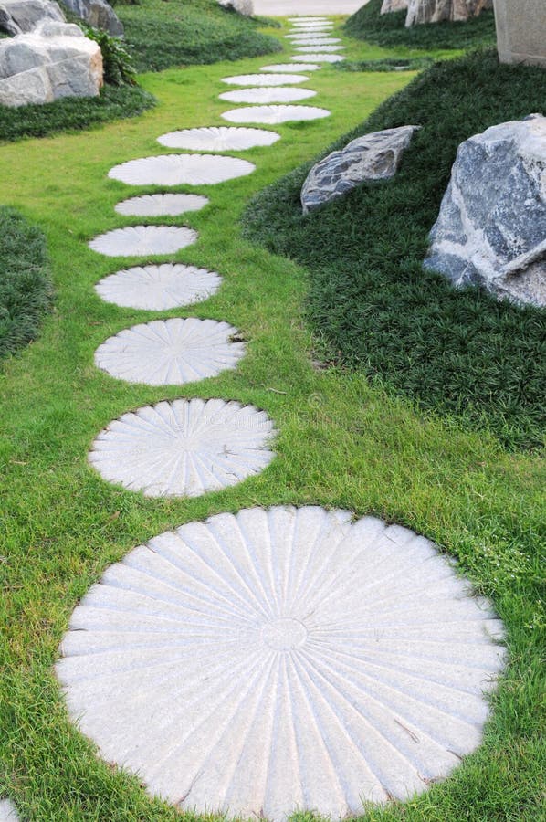 Curving stepping stone footpath