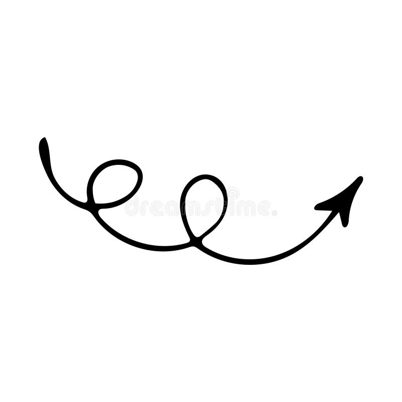 Curvy Arrows. Direction Indicator. Vector Illustration Hand Drawn in ...