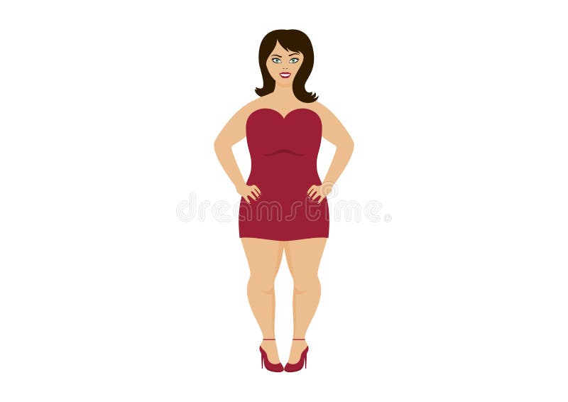 Curvy kobieta w czerwieni sukni wektorze royalty ilustracja Curvy kobieta w czerwieni sukni wektorze royalty ilustracja