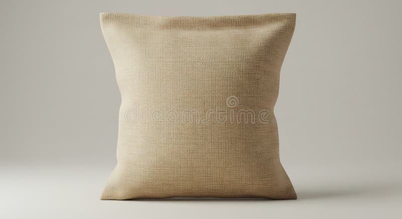 Cuscino quadrato con un rivestimento in tessuto di beige testurizzato. Il materiale sembra avere un royalty illustrazione gratis