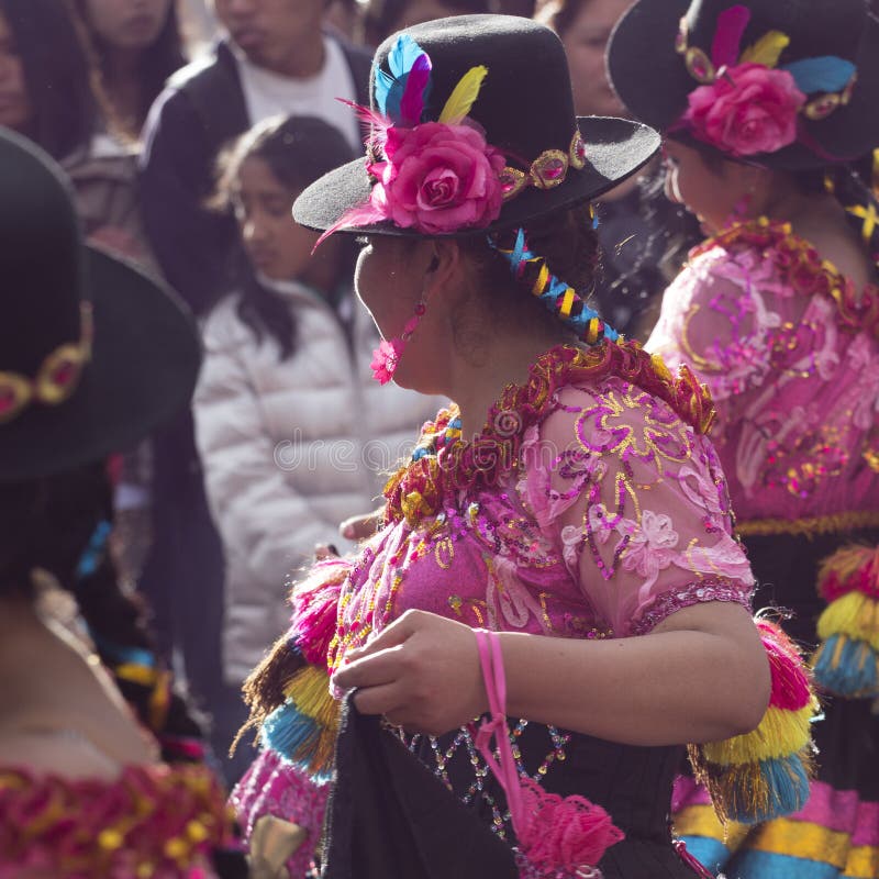 CUSCO PERU JUNE 06, 2016 Peruvian Dancers at the Parade in