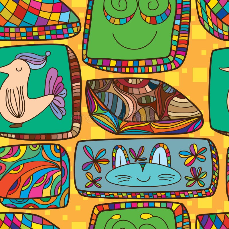 Cushion square draw seamless pattern royalty free illustration Cushion square draw seamless pattern royalty free illustration