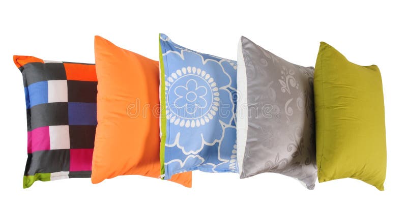 Cushions in a row. Isolated