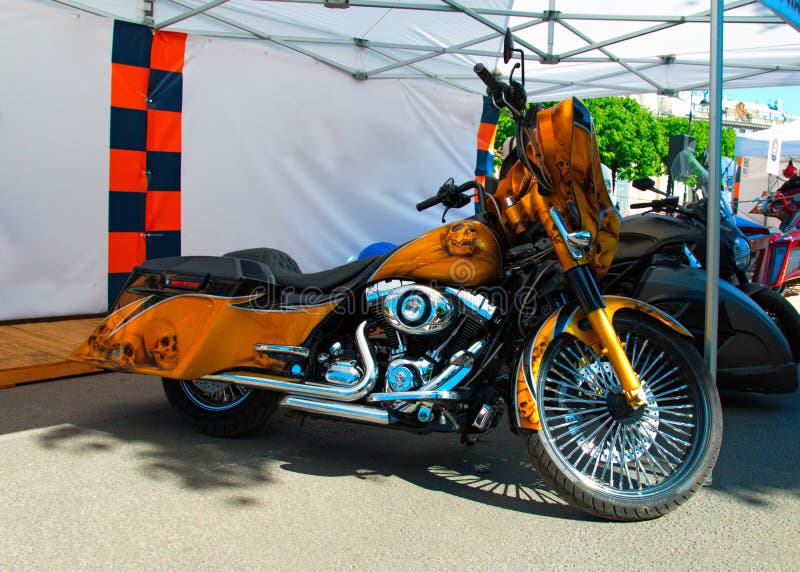 Custom Bike on Podium of Motorcycle Show. Editorial Photography - Image ...