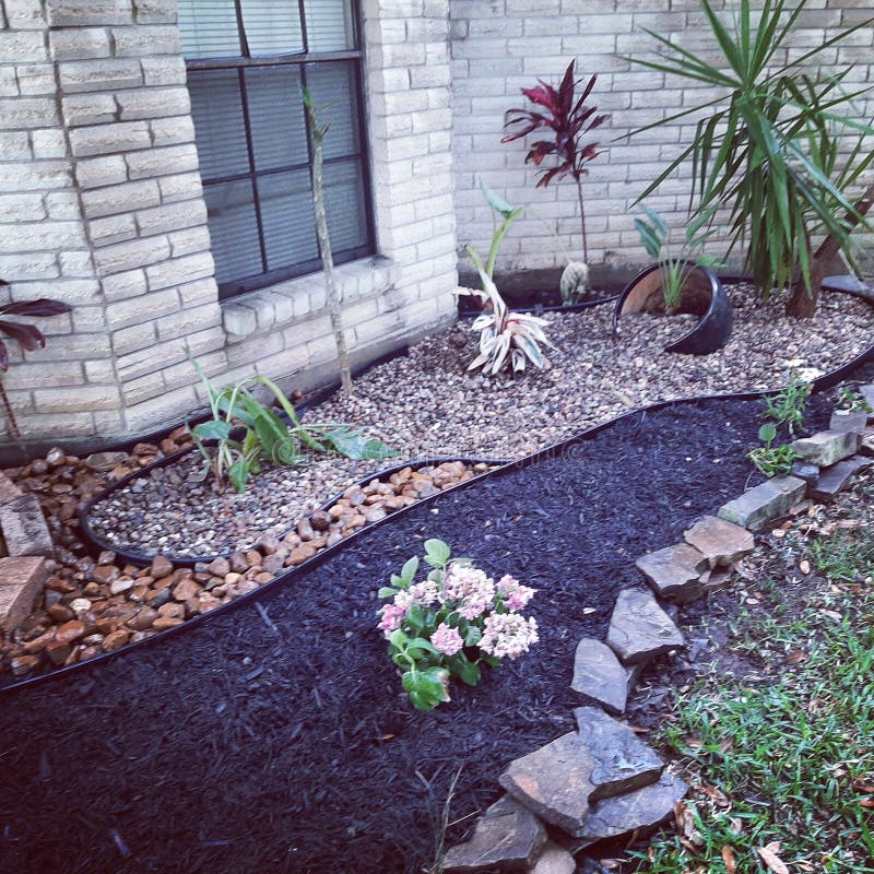Custom Garden Rock Beds or Mulch Stock Photo Image of custom, mulch