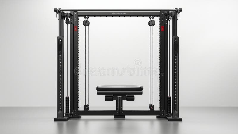 Custom multi-station gym cable machine with reinforced frame stock illustration
