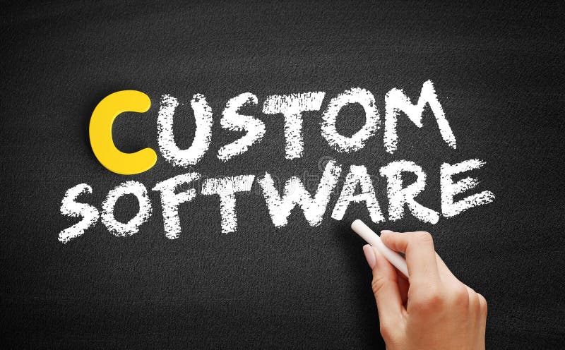 Custom software text on blackboard royalty free stock photos