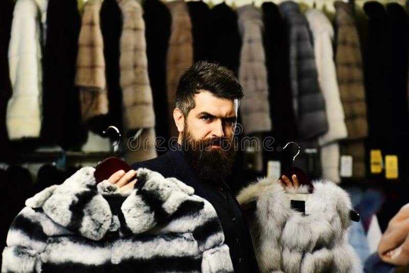 Businessman with Hat and Expensive Overcoats. Customer with Beard ...