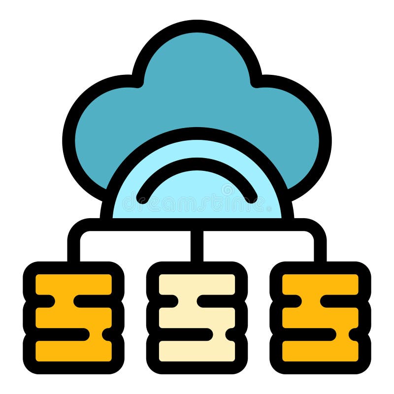 Customer data server cloud icon color outline vector royalty free illustration
