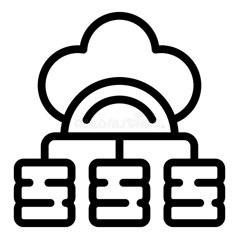 Customer data server cloud icon, outline style royalty free illustration