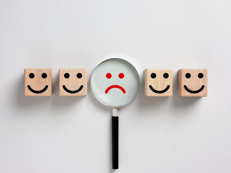 Customer dissatisfaction or unhappy client or user. Customer satisfaction. Service or product rating stock images