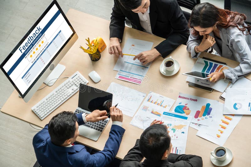 Customer feedback and review analysis by modish computer software stock photos