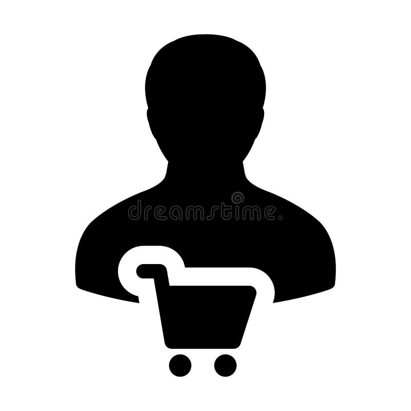Customer Icon Vector with Male Customer Person Profile Avatar Symbol ...