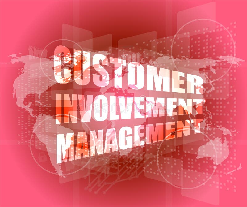 Customer Involvement Management Word on Business Digital Screen Stock