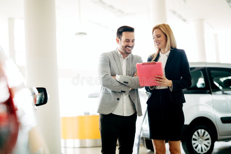 Customer Looking for a Car at Dealership Stock Image Image of