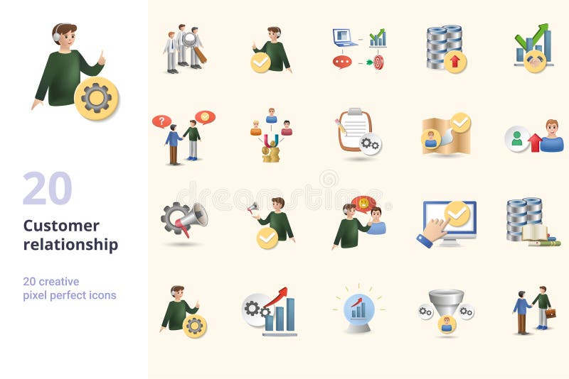 Customer Relationship Set Creative Icons Consumer Behaviour Customer